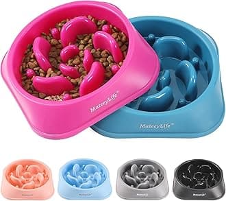 MateeyLife Slow Feeder Dog Bowls 2PCS, Anti-Choking Puzzle Dog Food Bowls, Anti-Slip Interactive Feeding Slow Down Eating, Bloat Stop Maze Dishes for Medium Large Breeds Purple&DarkBlue