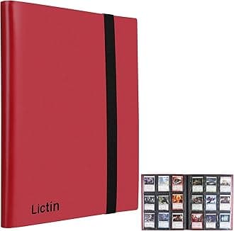 – Lictin Trading Cards Album - 396 Side Loading Pocket with Elastic Strap, Card Binder Album Folder Card Collection Binder 22 Pages,18 Pockets Each Page(Red)