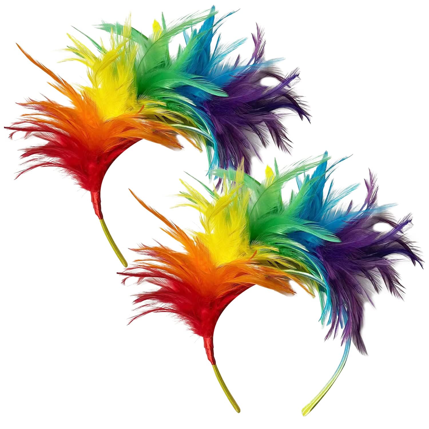 2pcs Rainbow Feather Headpieces, Cute Headbands, Party Headgear, Creative and Practical Hair Accessories, Headbands for Women, 1.0 count