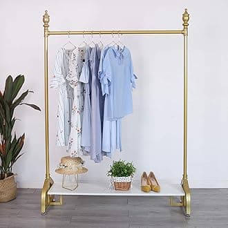 Gold Clothing Rack, Boutique Gold Clothes Racks with Shelf for Display, Heavy Duty Garment Rack for Retail Use (47.24L)