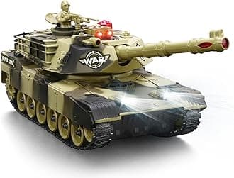 Remote Control Tank for Boys - Kids Simulated Army Tank Toy, 1:28 Scale 8 Channels RC Tanks with Toy Soldiers, 2 Batteries, Rotating Turret & Sound, Military Toys Great Gift for Boys Age 8 9 10