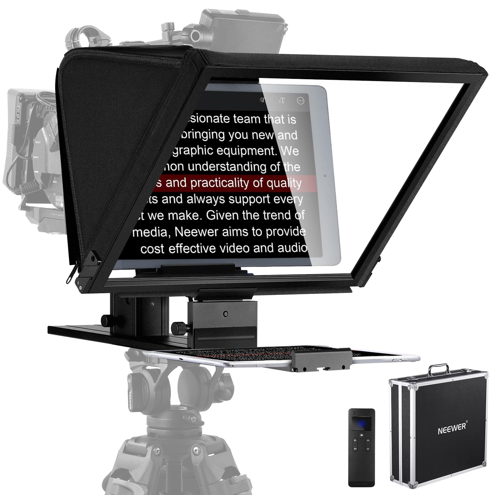 NEEWER Teleprompter X16 with RT113 Remote & App Control, 16" Beamsplitter, Aluminum Alloy Foldable Design, QR Plate Compatible with 501PL iPad Android Tablet Camera Camcorder Up to 44lb/20kg