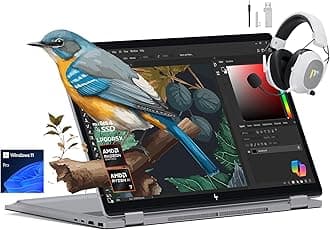 HP 2025 New Envy x360 2-in-1 Laptop, OmniBook X Flip 16" 2K Touchscreen Display, AMD Ryzen AI 7 350, 64GB LPDDR5X RAM, 8TB Gen 4 SSD, Copilot AI, WiFi 6E, Windows 11 Pro, w/Mytrix Accessory