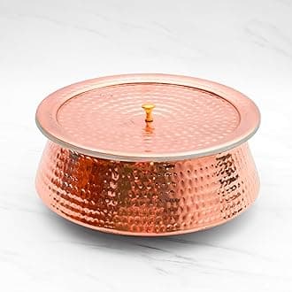 - Healthsmith-100% Pure Handcrafted Copper Lagan Handi/Patila With Lid-Best Heat Conductivity-Proven Health Benefits & Harmless-Tin Coated & Lead-Free-Easy To Clean & Maintain-5L,2.25Kg,Red