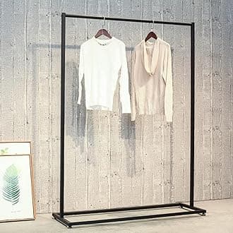 LOCOMOTO Modern Garment Rack, Metal Frame Clothes Stand with Single Rail, Black (160 x 120 x 40 Cm)