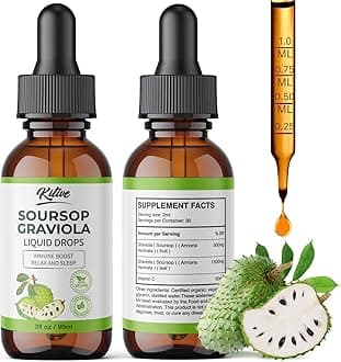 Soursop Graviola Liquid Drop, Soursop Graviola Extract for Cell Support & Regeneration, Immune Boost, Relaxation, Liver and Sleep, for Men & Women 3 Fl Oz