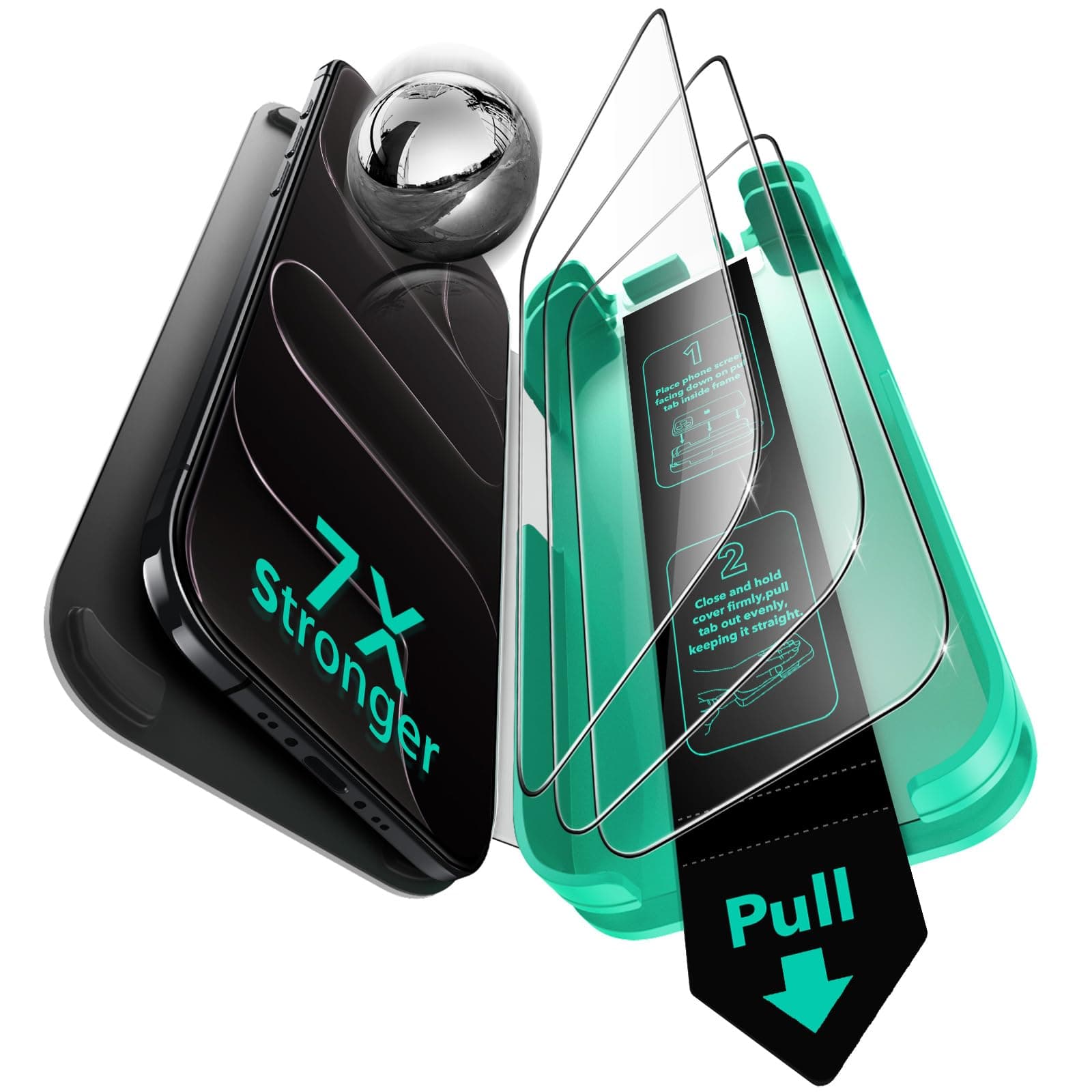 3 Pack 9H+ Glass for iPhone 16 Pro Max Screen Protector, [Military Grade Shatterproof & Longest Durable] Armorite Ultra-Tough Tempered Glass with UltraFit Tray