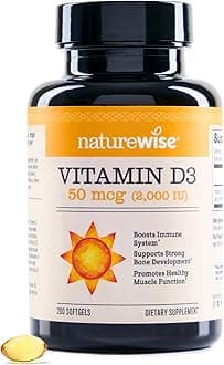 NatureWise Vitamin D3 2000iu (50 mcg) Healthy Muscle Function, and Immune Support, Non-GMO, Gluten Free in Cold-Pressed Olive Oil, Packaging Vary (Mini Softgel), 200 Count