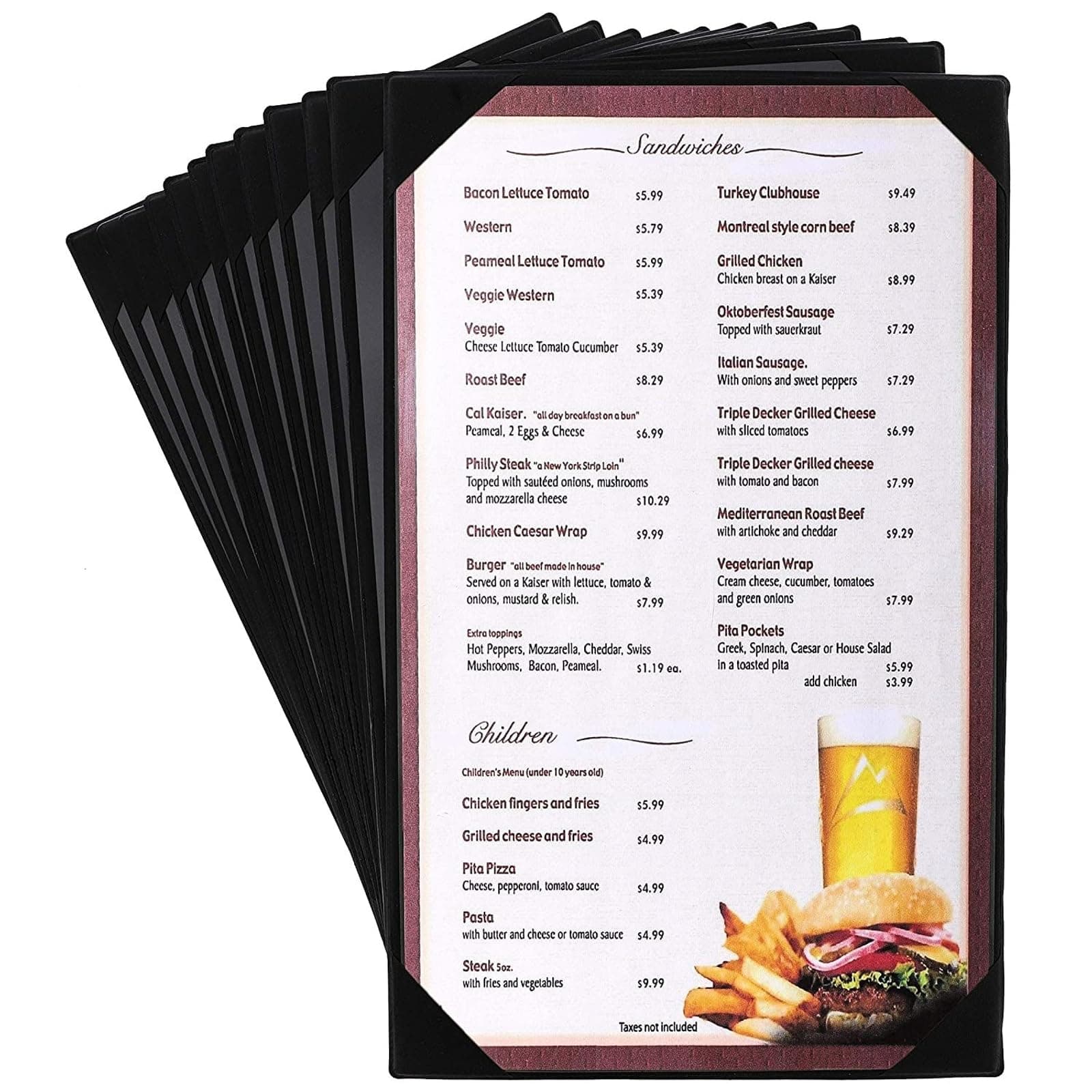 Juvale Black Restaurant Menu Cover Holders