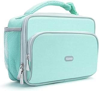 Kids Lunch Box, Insulated School Lunch Bag with Padded Liner Keep Food Warm Cold for Long Time,Water-resistant Thermal Travel Office Lunch Cooler for Girls Boy-2 Pocket,Light Blue