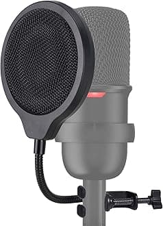 SoloCast Microphone Pop Filter Mask Shield For HyperX SoloCast Mic, 4 Inch 3 Layers Windscreen with Flexible 360°Gooseneck Clip by SUNMON