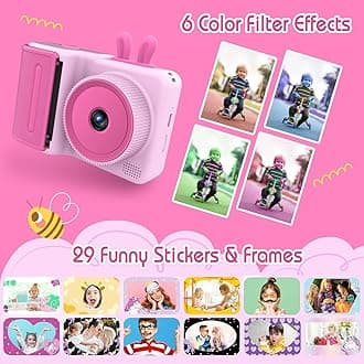 SSA Kids Instant Print Camera, 1080P Videos, Pink