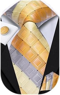 Dubulle Mens Tie Set Solid Paisley Silk Striped Necktie for Men with Cufflinks Tie and Pocket Square