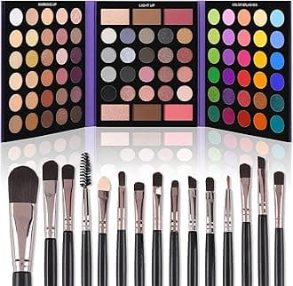 UCANBE Eyeshadow Palette with 15Pcs Brushes Makeup Set, Pigmented 86 Colors Make Up Sets Valentine's Day Gift, Matte Shimmer Glitter Eye Shadow Pallet Highlighter Contour Blush Powder Brush Beauty Kit
