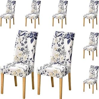 Styleys Elastic Chair Cover Stretch Removable Washable Short Dining Chair Cover Protector Seat Slipcover (Set of 8, Flower Sea, SLMC303)