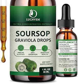 Soursop Graviola Bitters Liquid Drops, Soursop Extract Organic Pure Rich in Multivitamin for Natural Antioxidant, Cell Support & Regeneration, Immune Boost, 4 Fl OZ - 60 Day Vegan Supply