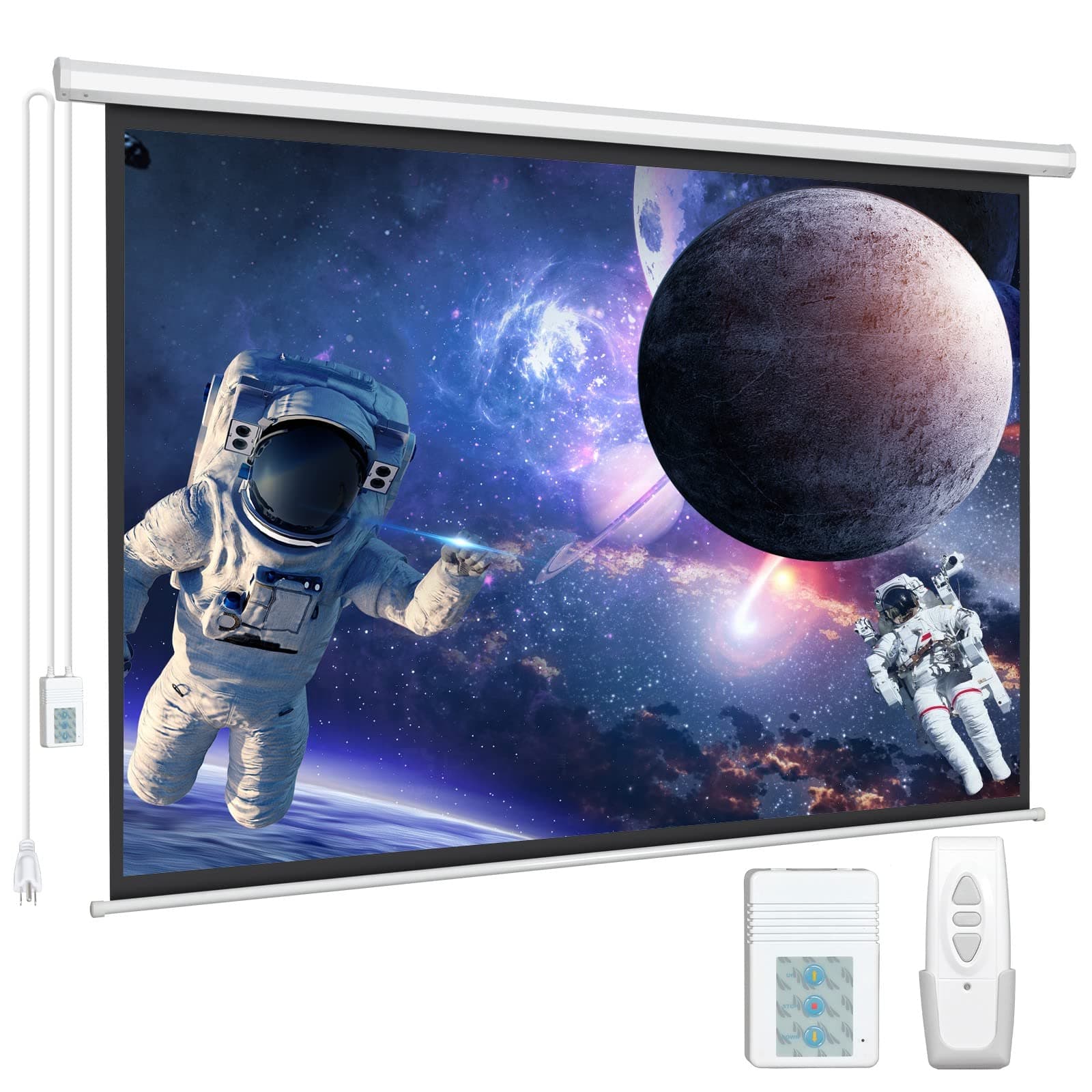 DINAH Motorized Projector Screen - 16:9 4K 3D HD 100 inch Electric Projector Screen Pull Down with Wireless Remote Contror (100in)