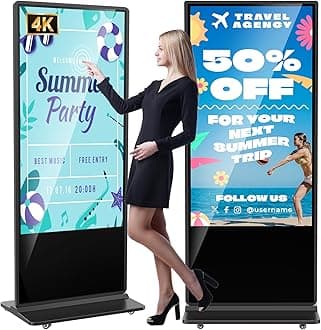 65 Inch 4K Touchscreen Digital Display Screen, LCD Digital Signage Display Kiosk, Suitable for shopping Mall, Restaurants, Retail Store and Commercial Center, Black
