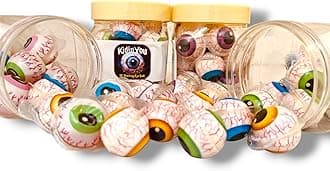 3D Bursting Eyeball Mixed Fruits Flavour Candy | Center Filled Gummy Candy | Spooky Halloween Jelly Balls - Jelly Candy 11Gm*15Pcs