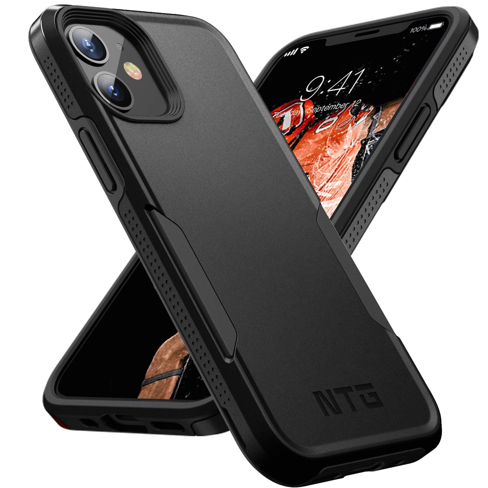 NTG Military Shockproof iPhone 12 Case [2 Layer Structure][Military Grade Anti-Drop] Hard Slim iPhone 12 Phone Case, Shockproof Protective Phone Case for iPhone 12 (6.1 inch), Black