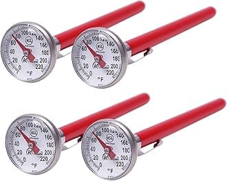 KT THERMO Instant Read 1-Inch Dial Thermometer(4-Pack),Best for The Coffee Drinks,Chocolate Milk Foam