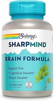SOLARAY SharpMind Brain Support Formula - Nootropic Brain Supplements - Cognitive and Brain Health Support with Ginkgo Biloba - 60-Day Guarantee, 60 Servings, 60 VegCaps