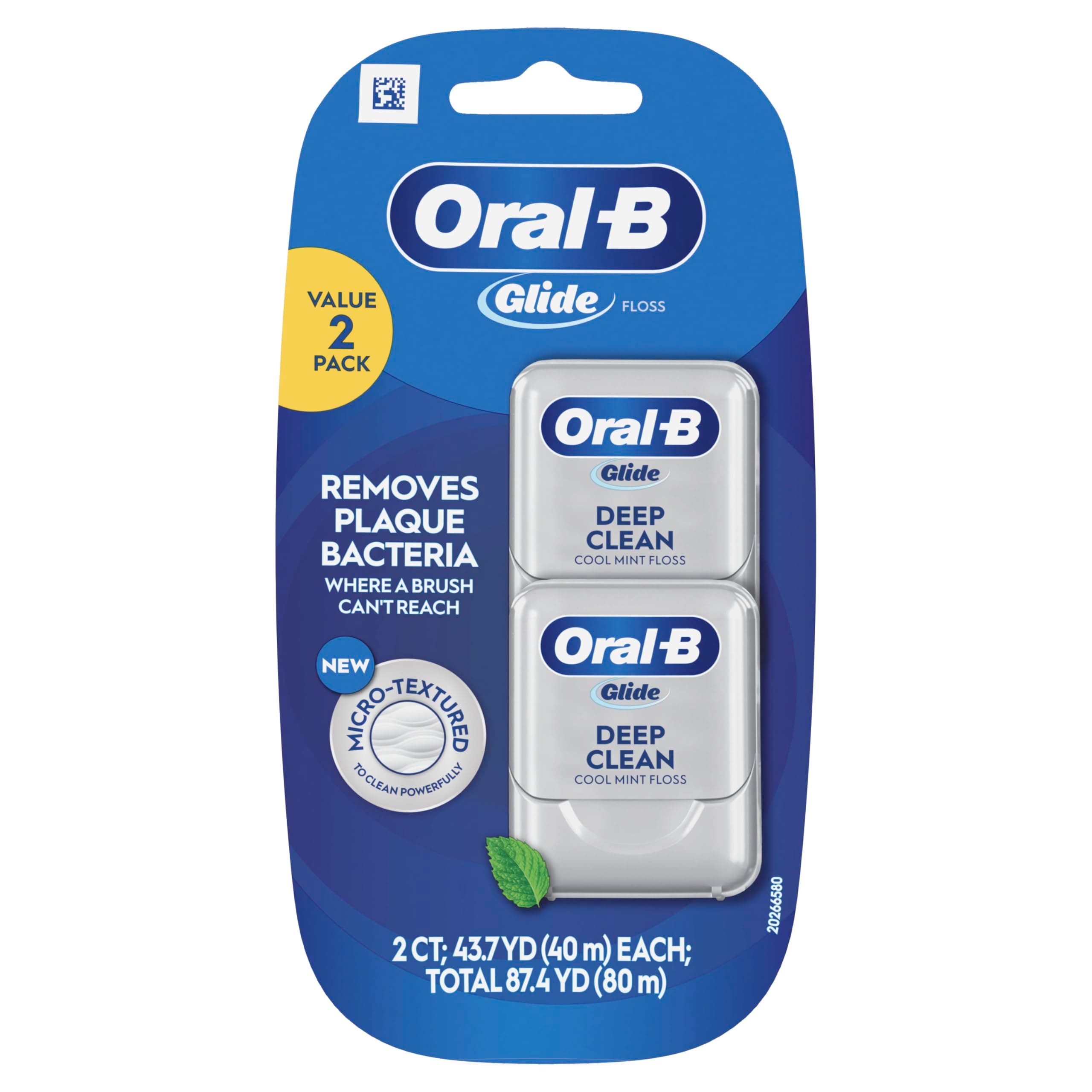 Glide Deep Clean Cool Mint Dental Floss, Value 2 Pack (40m Each)
