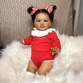 Pinky Lovely Reborn Baby Dolls Black Girl 26inch 66cm Soft Vinyl Lifelike Toddler Doll Real Look African American Newborn Baby Dolls Kids Toy for Ages 3+