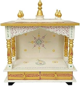 Kamdhenu art and craft Wood Religious Home Temple, Gold, 18 x 9 x 21 inch
