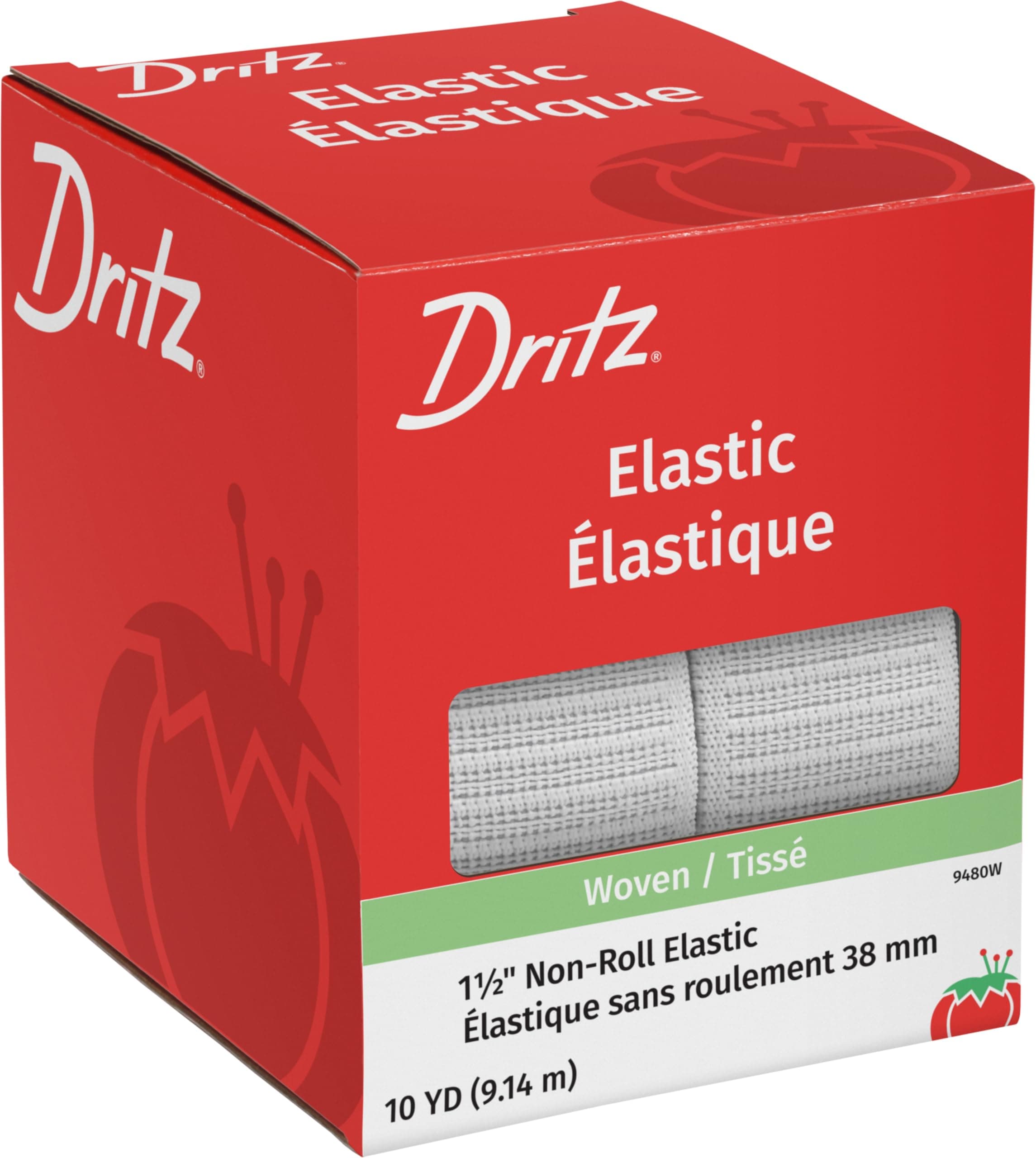 1-1/2 x 10 yd Non-Roll Elastic, White