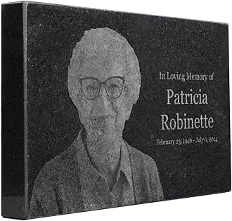 Black Granite Memorial Headstone for Lost Loved Ones, Dogs, Cats, and Family Pets. " Great for Your Garden, Tree Dedication, or in a Cemetery. Includes your personal photo and text. (10 x 6 x 1")