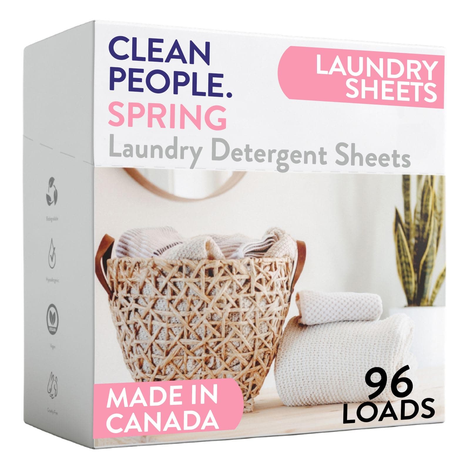 Laundry Detergent Sheets - Laundry Soap - Ultra Concentrated, Recyclable Packaging, Stain Fighting - Spring Scent, 96 Pack