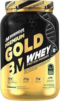Premium Gold Whey [1Kilogram] | Informed Choice UK Certified | Isolate Protein Blend | 25G Protein | 11G EAA | Prohydrolase Enzyme Technology [Strawberry Milkshake], 37 Grams
