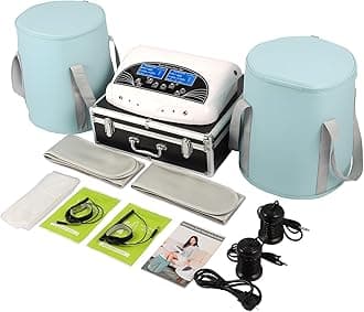Dual Ionic Foot Bath Detox Machine, Ion Detox Feet Soak Spa Cleanse System for 2 Users with Black Aluminum Box,Two Foot Soaking Bath Bucket,Birthday Gift