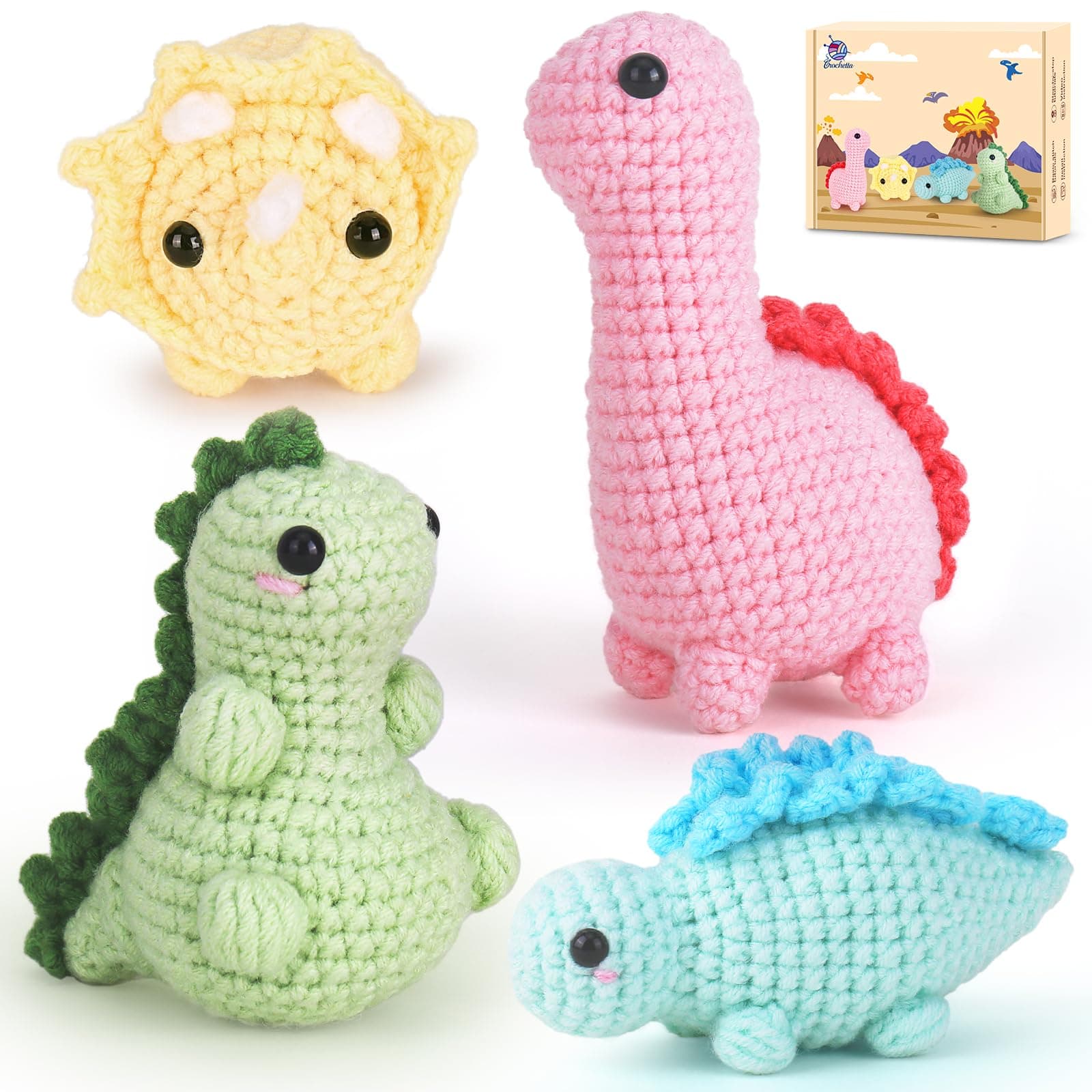 Crochet Kit for Beginners, Crochet Kits with Step-by-Step Video Tutorials, Learn to Crochet Animal Kit for Adults Kids, DIY Craft Knitting Supplies, Monkey Amigurumi Gift(40%+ Yarn)