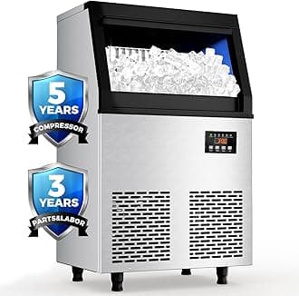 Coolski Commercial Ice Maker Machine, 200 lbs/24H Under Counter Ice Machine, Stainless Steel Freestanding Ice Makers for Restaurant, Home, Bar, Office, Party, Outdoor Activities