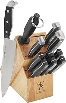 HENCKELS Statement Premium Quality 12-Piece Knife Set with Block, Razor-Sharp, German Engineered Informed by 100+ Years of Mastery, Lightweight and Strong, Dishwasher Safe, Natural
