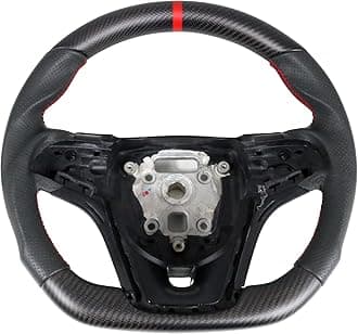IKON MOTORSPORTS, Steering Wheel Compatible With 2012-2015 Chevy Camaro, Matte Carbon Fiber & Perforated Leather Steering Wheel Brushed Kit With Red Stitching