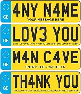 Custom License Plate Plaque - Personalised Number Plate in Wood or Acrylic - Ideal for Car Decor, Lorry Drivers, New Car, Just Passed Keepsake Signs (EU UK Design, Acrylic Large 29cm)