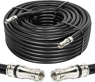 RG11 Coaxial Cable 75ft,Low Loss 14AWG RG11 Coax Cable 75ohm with F Type Connector High Definition for CATV,Satellite Dish,VHF/UHF,Radio,TV Antennas
