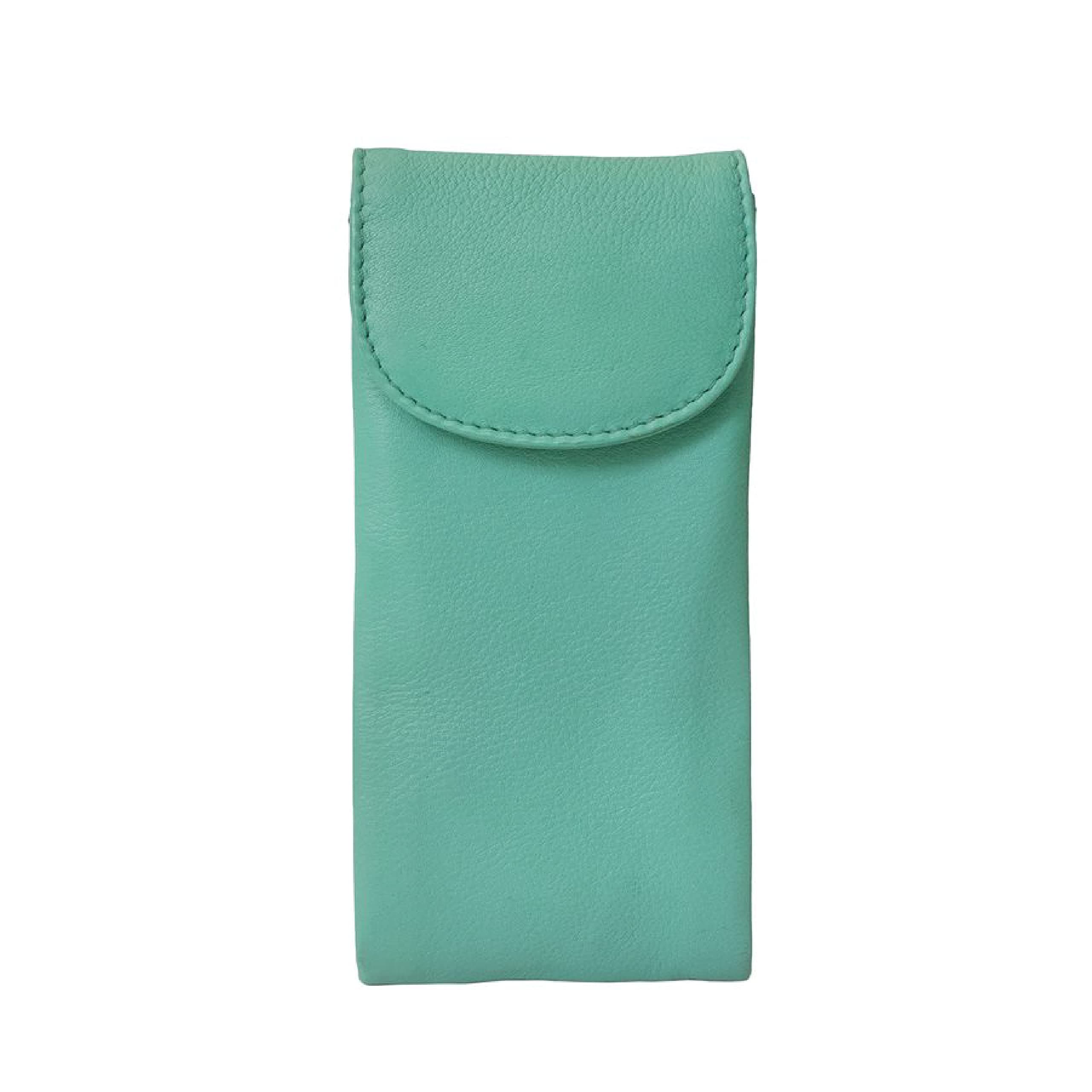 Double Flap Leather Eyeglass Case, Soft 2-in-1 Dual Glasses Pouch for Sunglasses and Reading Glasses