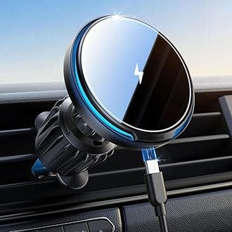 Lamicall for MagSafe Car Charger Holder - [15W Fast Charging] Wireless Charger for Car, N55 Magnetic Phone Mount for Air Vent Cradle for iPhone 17 16 15 14 13 12 Series & MagSafe Case - Black