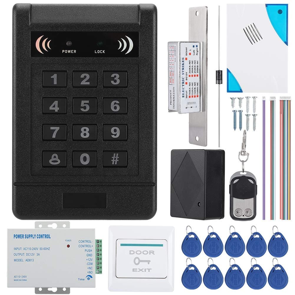 Door Access Control System RFID Card Password Door Access Control Unlocking Electric Magnetic Door Lock Access Control Kit RFID Door Entry keypad with EXIT Button
