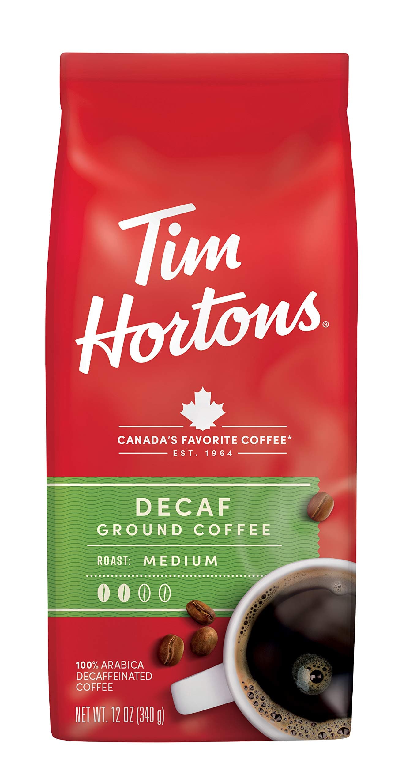 Tim Hortons Decaffeinated Medium Roast Ground Coffee 340g