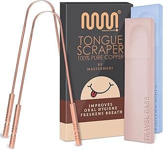 MasterMedi Tongue Scraper Tongue Scraper Stainless Steel New (Copper 2 Count (Pack of 1))