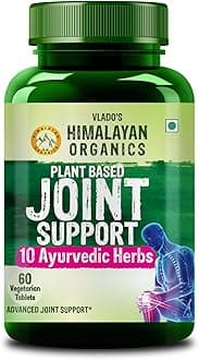 Vlado’s Himalayan Organics Plant Based Joint Support Supplement With Boswellia Serrata | Giloy,Hadjod, Ashwagandha + 10 Ayurvedic Herbs | Strong Bones & Relives Joint Pain | Better Flexibility For Men & Women Joint Pain Tablets - 60 Veg Tablets