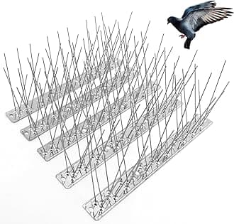 REMIAWY Bird Spikes for Pigeons Small Birds, Bird Deterrent Spikes for Outside to Keep Squirrel Cat Away, Stainless Steel Wire 5 Strips 4 Feet
