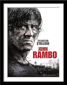 Tallenge - John Rambo - Sylvester Stallone - Hollywood Action Movie Poster - Small Framed Poster(Paper,12x17 inches, Multicolour)