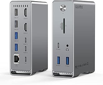 MacBook Pro Docking Station, 14-in-2 Dual USB C Docking Station Dual Monitor for MacBook Pro (Not M1) with Dual 4K HDMI 60Hz, 10Gbps, RJ45, Audio, SD/TF Slots, 87W PD