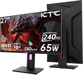 KTC QHD 1440p 68.6 cm 240Hz 144Hz 1ms 65W Type C USB DisplayPort HDMI HDR400 Tilt/Height/Swivelling Fast HVA AdaptiveSync VESA